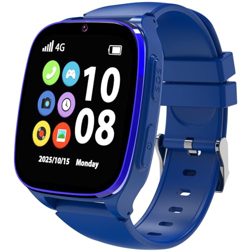 Xipax Kids Smartwatch for Boys Girls with GPS Tracker 4G LTE Calling & Real-Time Location Tracking, Kids Watch with Video Chat, Camera, Games, SOS Call Watch for Children Age 3-15 (Blue(NO GPS))