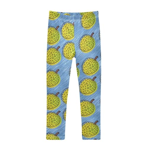Durian Blue Pattern Girls Leggings Ultra Soft Compression Yoga Gym Pants for Kids 4-10T
