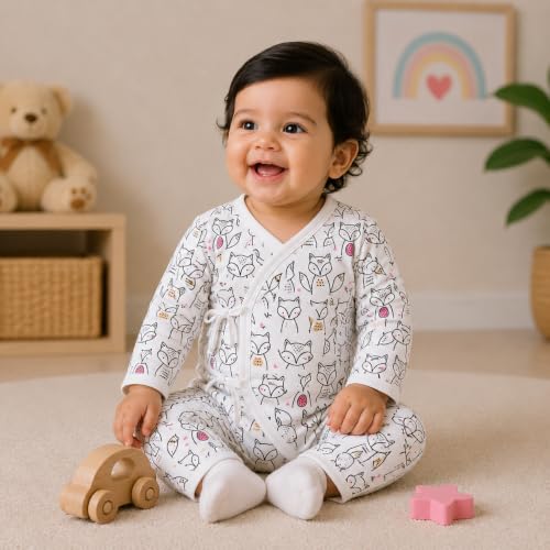 Image of The Mom Store Baby Romper Jabla Style Combo For Boys And Girls | Cotton | Soft Infant Bodysuit | Trendy Stylish Sleepwear For Newborn Baby | Printed | Unisex Comfortable Everyday Baby Wear