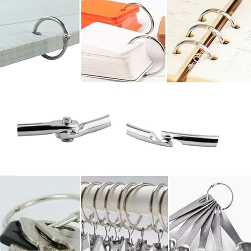 Image of Satra Traders Metal Book Binder Rings - Durable Loose Leaf Rings for Index Cards, Flashcards, Keychains, Scrapbooks & Office Organization - Easy to Open & Close | Size : 31mm | Qty : 10pcs (Silver)