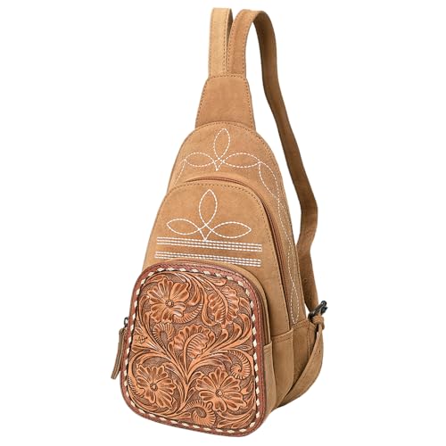 American Darling Sling Hand Tooled Genuine Leather Suede Women's Bag Western Handbag Purse| | for Women