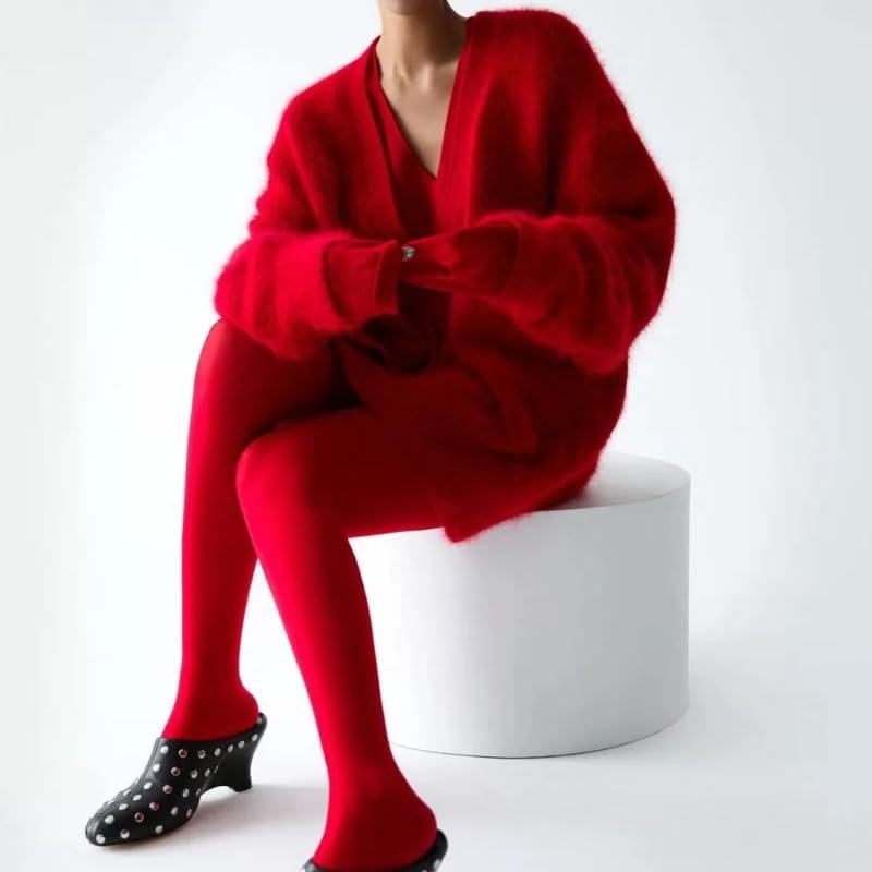 Image of Womens Fuzzy Sweaters Cardigan V-Neck Button Down Oversized Mohair Sweater Casual Y2k 2026 Fall Winter
