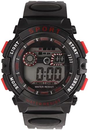 Jiawu Men Electronic Digital Sports Watch Swimming Alarm Luminous Multi Functional Outdoor Watch for Men Students (Black Red) — view 5