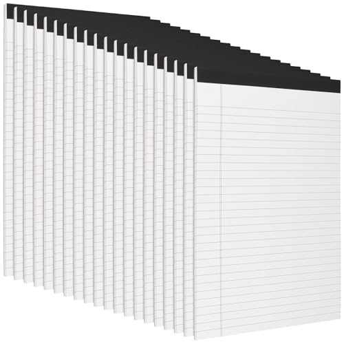 20 blocs legales de notas con rayas blancas perforadas de 8.5 x 11.8 pulgadas