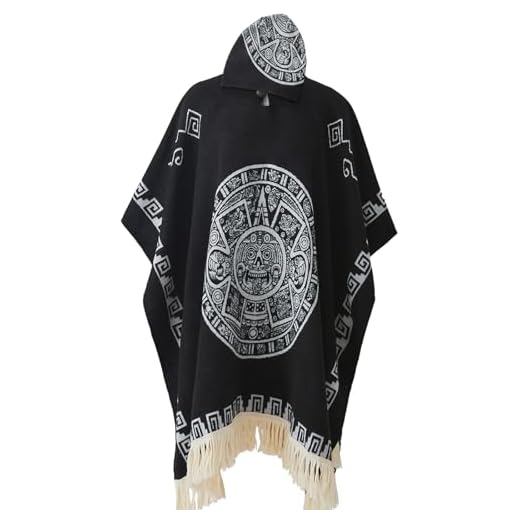 Poncho mexicano unissex serape com capuz vintage hippie ocidental poncho boho totem sem mangas suéter xale capa, Preto, Large-XLarge