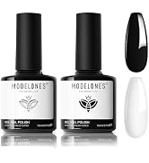 modelones Gel Nail Polish Set, 2 Pcs 15 ML Black and White Gel Polish White Gel Nail Polish Soak ...