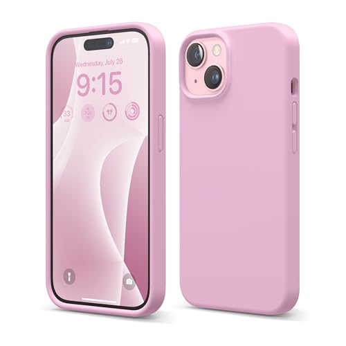 elago Cover Silicone Liquido Compatibile con iPhone 15 Case, Custodia Silicone Premium, Protezione Completa [Struttura Antiurto a 4 Strati], Fodera in Morbida Microfibra Antigraffio (Fucsia)