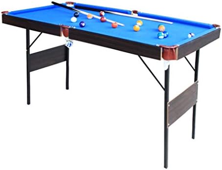 AIPINQI 55" Billard Table, Stable Pool Table Foldable Pool Game Table Billard Snooker Sets for Adult/Teenagers/Kids with Cues, Triangle, Chalk, Brush (Blue)