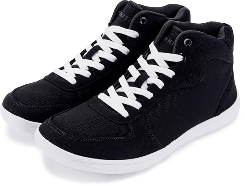 Image of WHITIN Men's Wide Toe Box Zero Drop Barefoot High-Top Canvas Sneakers W822 | Spacious Toe Box Reduces Toe Crowding, Flat Heel-to-Toe Platform Improves Balance, Minimalist Comfort for Walking & Wide Feet