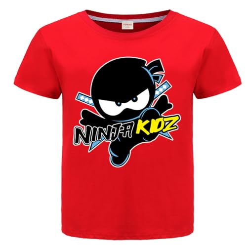 Ninja Prints Kids T-Shirts Casual Summer Sport Tops 100% Cotton Tee (Red 7-8 Years 7 Years 8 Years)