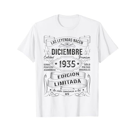 89 Años Cumpleaños Hombre Las Leyendas Nacen Diciembre 1935 Camiseta