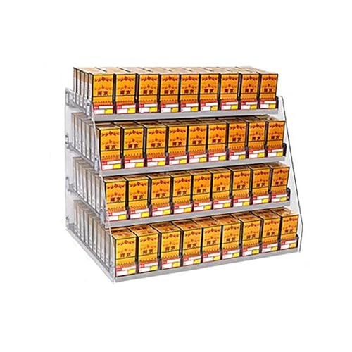Support acrylique cigarettes à 4 niveaux étagés pour optimiser l'espace