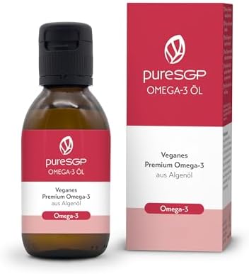 Omega-3 Oil: Pure Vegetable Omega-3 100 ml - Algae Oil with EPA and DHA, High Dosage, Enriched with Vitamin D3 and Olive Oil, Citrony-Fresh Taste & High Bioavailability