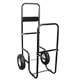 Sunnydaze Firewood Log Cart Carrier - Outdoor or Indoor Black Steel Wood Rack Storage Mover - Rolling Wheeled Metal Dolly Hauler - Wood Moving Equipment