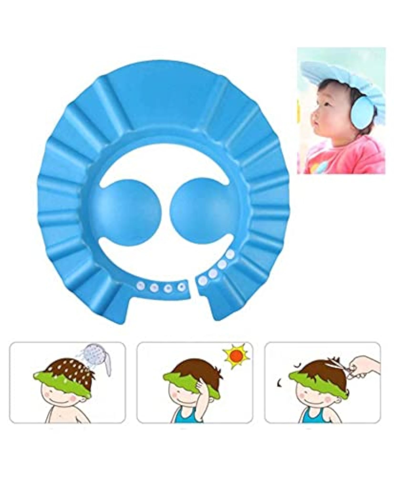 Adjustable Visor Hat for Kids, Bathing Protection Cap