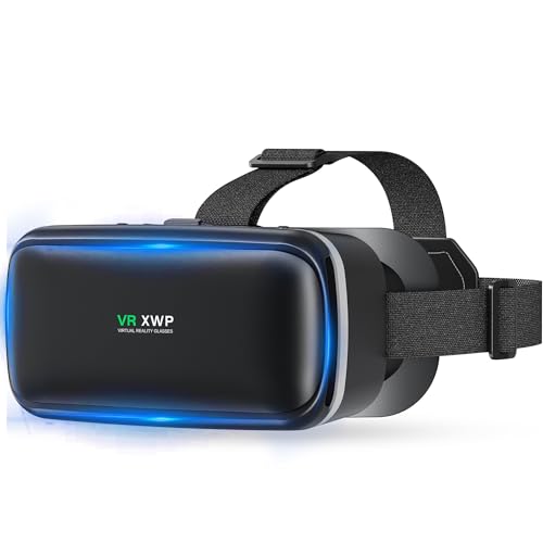 XWP 3D VR Brille Handy Für Smartphones, Virtual Reality Headset Mit HD-Anti-Blaulicht-Linsen, Kompatibel Mit iPhone/Android (4,7–6,8'), Für Spiele und Filme, Geburtstagsgeschenk Für Kinder Und Familie