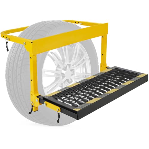Truck Tire Step Heavy-Duty 350lbs Folding Step with Anti-Slip Surface Adjustable Tire Step for Pickup Trucks SUVs and RVs Portable Tire Table with Non-Slip & Reflective Design
