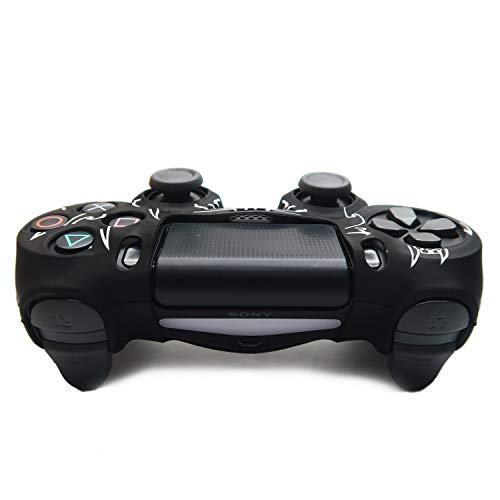 Controller Skin for PS4, BRHE Anti-Slip Grip Silicone Cover Protector Case Compatible with PS4 Slim/PS4 Pro Wireless/Wired Gamepad Controller with 2 Dragon Carving Thumb Grip Caps