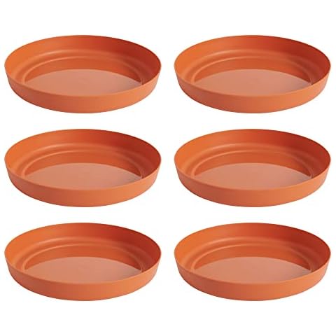 Clever Pots Plant Pot Saucers, 6X 38.5cm Round Plant Tray for 50cm Flower Pot, Plant Saucer Plastic Drip Trays for Indoor Outdoor Garden, Weather Resistant Lightweight Plant Saucers, Terracotta Cover