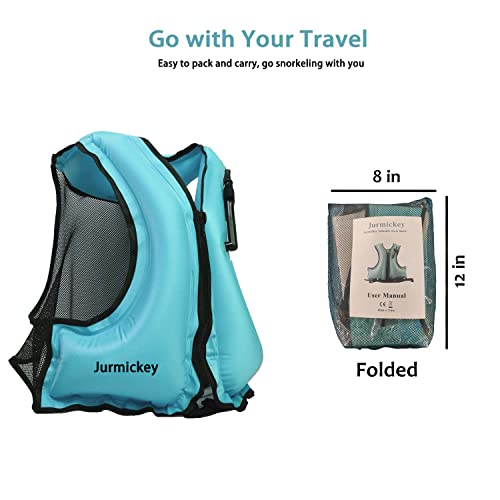 Snorkel Vest For Adults, Inflatable Snorkeling Vest For Men & Women, Portable Swim Jacket & Buoyancy Vest For Snorkeling, Kayaking, Boating, Water Sports, Suitable For Your Swimming Travel (Blue) #TOP3