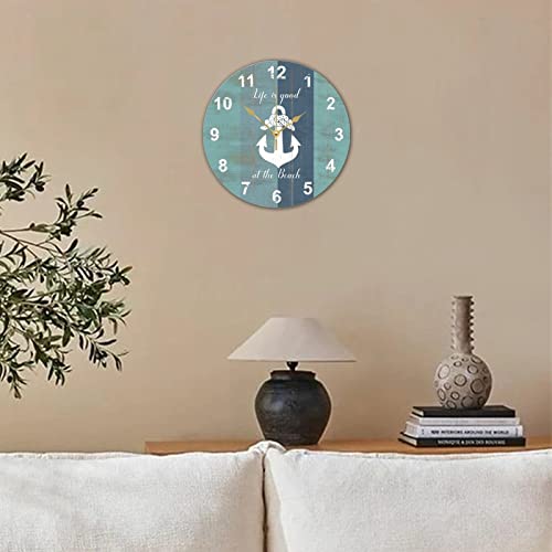 Horloge murale bois sans tic-tac boussole nautique contre le bruit nocturne - 4