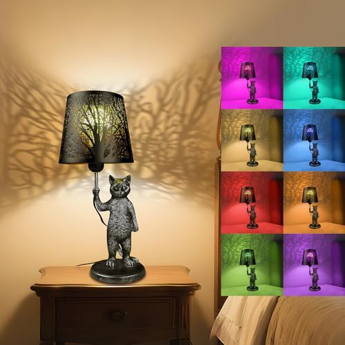 Bedside Table Lamp for Bedroom - Cat Table Lamps with