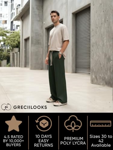 Image of GRECIILOOKS Men Mid Rise Lycra Cargo Track Pants Loose Fit Joggers | Korean Style Travel & Lounge Wear with Pockets