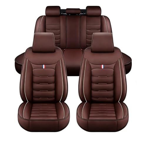 Fundas de Asientos Coche para Cadillac SRX(5seats) 2. Gen 2009 2016 Co Pilot/has/Air Outlet, Cuero Cómodo Duraderas Juego Completo Delanteros Traseros Cubreasientos Protección,A/Brown