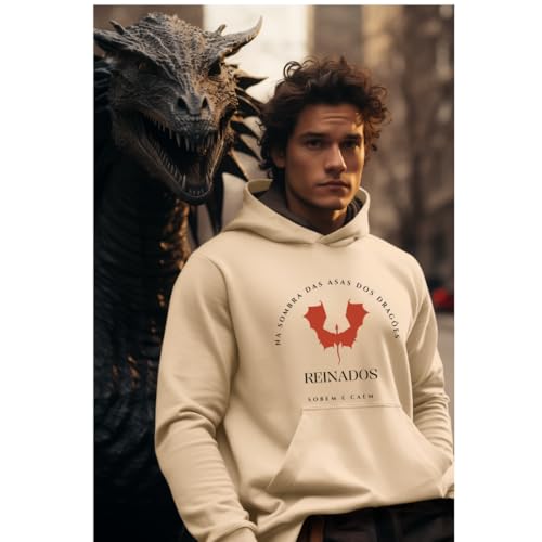 Moletom Blusa Abrigo Flanelado Unissex Estampa Casa Dragão House Dragon (BR, Alfa, M, Regular, Regul