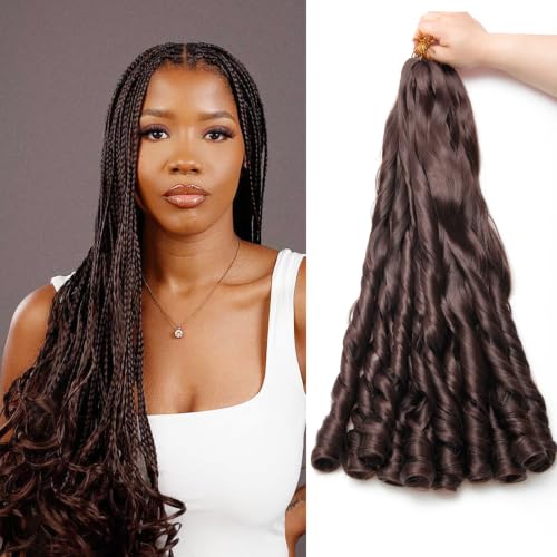 French Curl Braiding Hair 24Inch 8 Packs Curly Braiding Hair (4#, 24Inch)