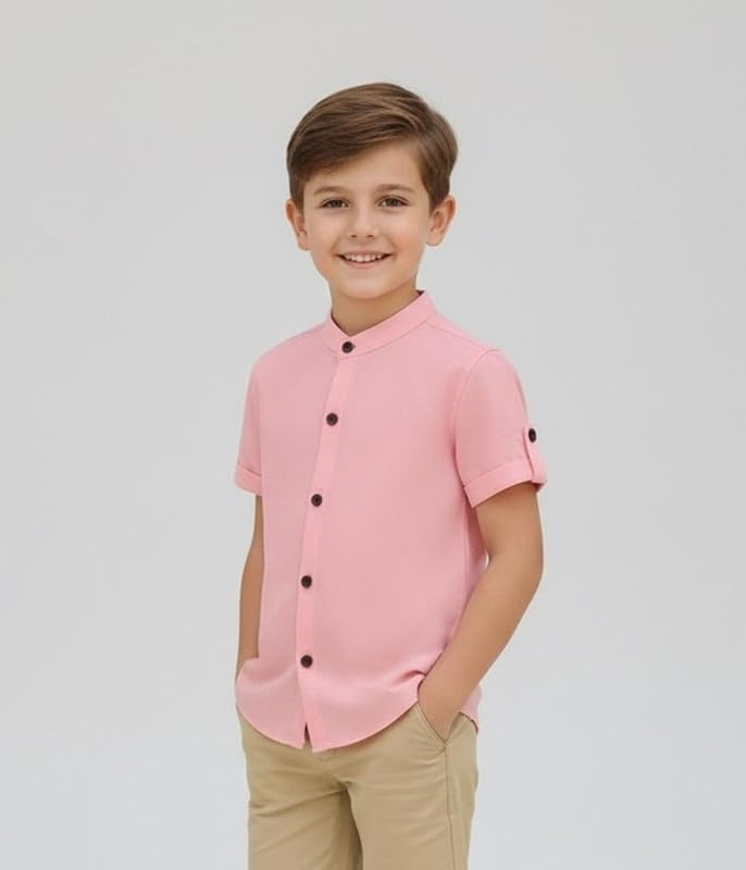 Image of Elegant Boys Shirt in Solid Pattern with Long Sleeves - Soft Fabric Ideal for Kids' School & Outings