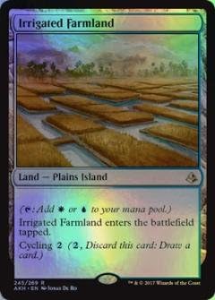 Amazon Co Jp マジックザギャザリング Mtg 土地 英語版 灌漑農地 Irrigated Farmland Akh 245 レア Foil ホビー 通販