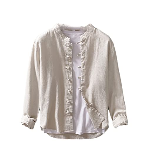 Chemise vintage coton lin homme grand taille 3XL kaki