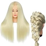 NAYOO Blonde Mannequin Head with Hair and Stand, 60% Real Hair Mannequins to Practice on, Doll Heads for Girls(Makeup)