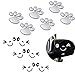 HOSTK 12pc 3D Argent Chrome Chien Paw Empreinte Autocollant De Voiture Sourire Décalque Aile Porte Miroir Autocollant Noir Et Blanc