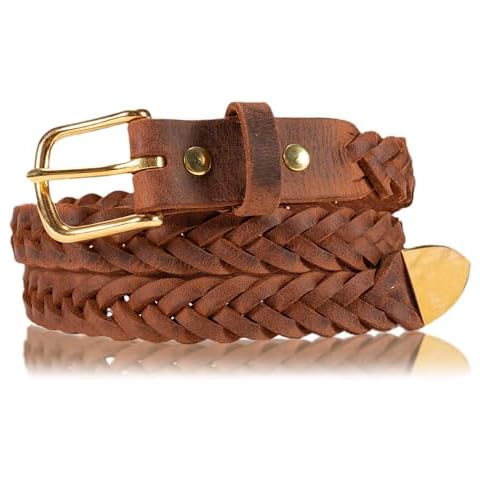 Handmade Braided Water Buffalo Dress Leather Belt (Distressed, 48) Cover