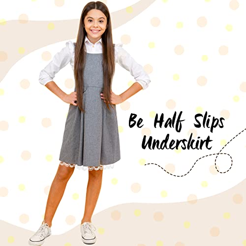 Mepase 3 Pcs Half Slip For Girl Satin Half Slip For Under Dresses Anti Static Extender Lace Long Knee Slip Skirt (Size 14) #TOP3