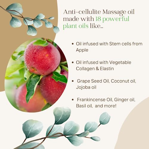 Mona Brands Plant-Based Anti-Cellulite Massage Oil | Botanical Skincare Oil W/Therapeutic 18 Plant Oils | Stem Cells Vegetable Collagen Elastin | (Eucalyptus - Lavender - Lemon, 8 Fl Oz (Pack Of 1)) #TOP2