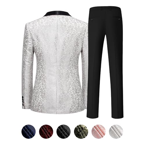 Mens Suit Set 4 Piece Floral Tuxedo for Men Wedding Suit Prom Party Dinner Jacket and Pants Set with Two Bow-Ties2