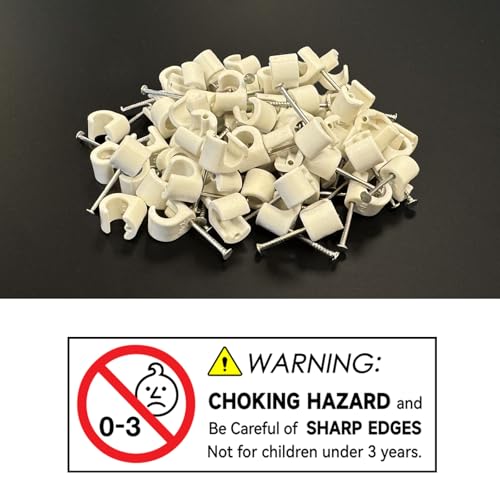 Temolink Kabelschellen, 100 Stück Nagelschellen, 10-14 mm, 304 Edelstahl, Kabelmanagement für Telefon und Ethernetkabel, Stromkabel, Rohr, Schwarz