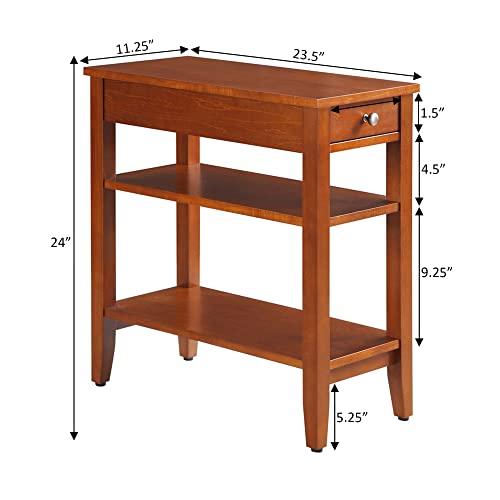 Convenience Concepts American Heritage 1 Drawer Chairside End Table With Shelves, Cherry #TOP2