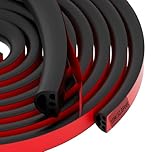 Rubber Weather Stripping Door Seal Strip, D-Shape Self-Adhesive Waterproof Window Sealing Strip, Draught Excluder for Door Frame Insulation Soundproof, Suit for 2.5 to 6mm Gap (10M, Black-1)