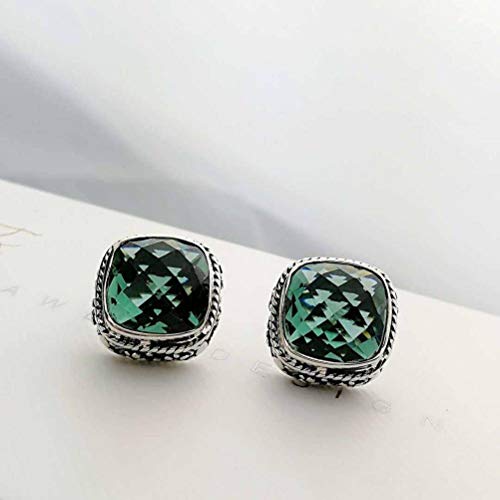 Boucles d'oreilles s925 hypoallergéniques cristal vert style chinois anti-ternissement - 3
