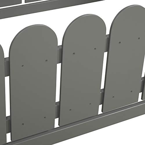 Aocoroe Twin Size House Bed For Boys And Girl Wood Twin Platform Bed Frame Playhouse Design Canopy Bed Tent Bed With Roof And Fence, Floor Height,Grey #TOP7