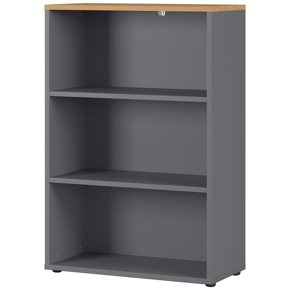 Lomadox Büromöbel Aktenschrank Set 3-tielig abschließbar in Graphit mit Eiche, BxHxT: ca. 240x120x40 cm