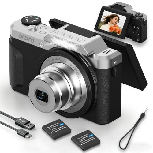 ORDRO D27 4K Vlogging Camera with 6X Optical Zoom & 180° Flip Screen, 64MP Digital Camera for YouTube, WiFi, Portable and Compact for Travel, Beginne