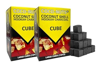 Zebra Smoke Coconuts Charcoal with 72pc Unit Charcoal Cubes, Coconut Shell Charcoal Perfect for Cooking, Grilling, and Barbecuing, Zebra Charcoal Burns Longer and Odorless - Coconut coals Cub (2 PACK)