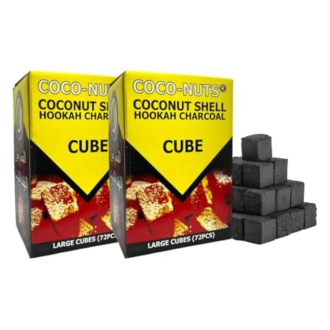 Zebra Smoke Coconuts Charcoal with 72pc Unit Charcoal Cubes, Coconut Shell Charcoal Perfect for Cooking, Grilling, and Barbecuing, Zebra Charcoal Burns Longer and Odorless - Coconut coals Cub (2 PACK) Cover