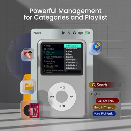 Image of Y1 Mp3 Player with Bluetooth 128G Innioasis Version Upgrade Portable Mini HiFi Sound Bluetooth Digital Music Player 2.4 inch Screen Nice Gift for 2025 Silver