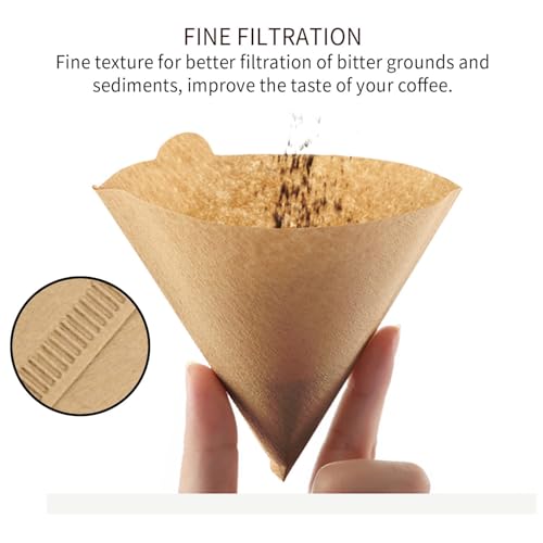 Coffee Filters, Size 02 Unbleached Cone Filters, 200 Count Disposable Natural Paper Filters 2-4 Cup, 02 Cone For Pour Over and Drip Coffee Maker